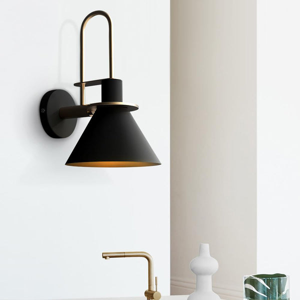 Mid-Century Modern Industrial Look Matte Black Wall Lamp