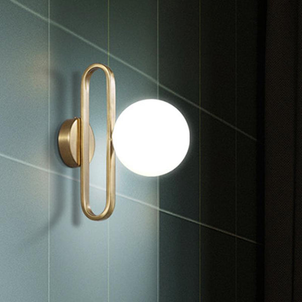 1-Light Modern Glass Bowl Brass Wall Sconce