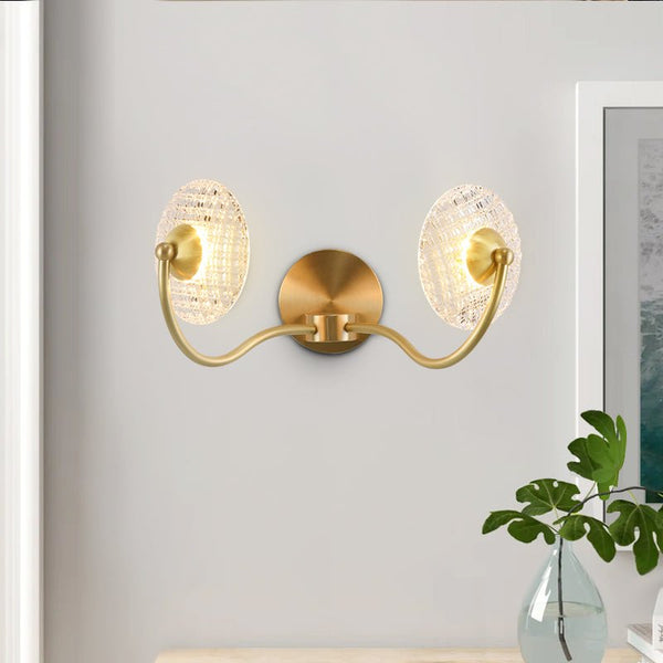 1/2 Light Curving Brass Wall Sconce