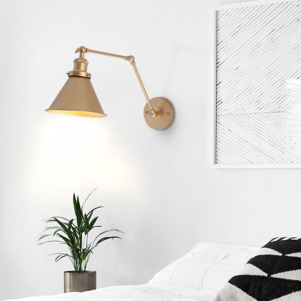 Mid-Century Modern Metal Swing Arm Wall Lamp for Bedroom/Living Room